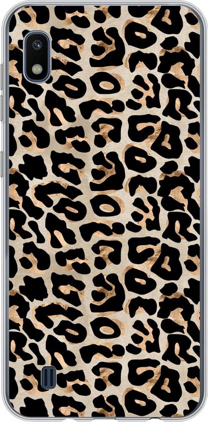 Telefoonhoesje Geschikt voor Samsung Galaxy A10 hoesje - Panterprint - Bruin - Luxe - Siliconen Telefoonhoesje Telefoonhoesje