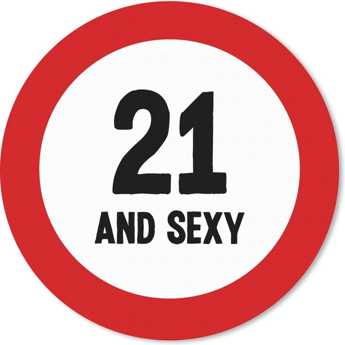 Muismat rond 20x20 cm - Mousepad Jubileum - 21 Jaar verjaardag - Rood - Wit - Ronde muismatten