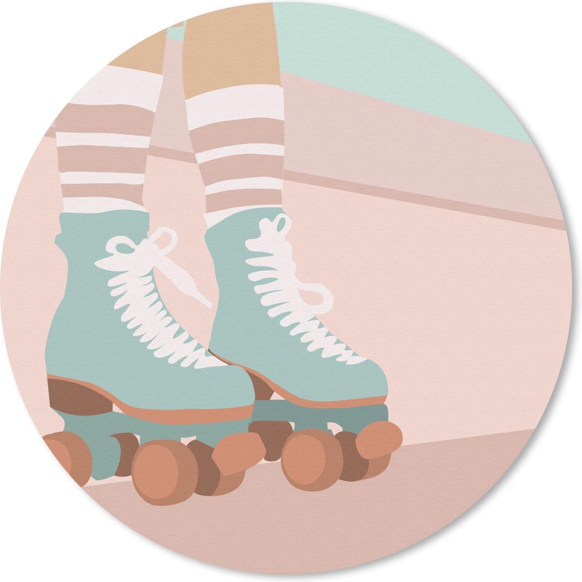 Muismat rond 40x40 cm - Mousepad Zomer - Rolschaatsen - Abstract - Ronde muismatten