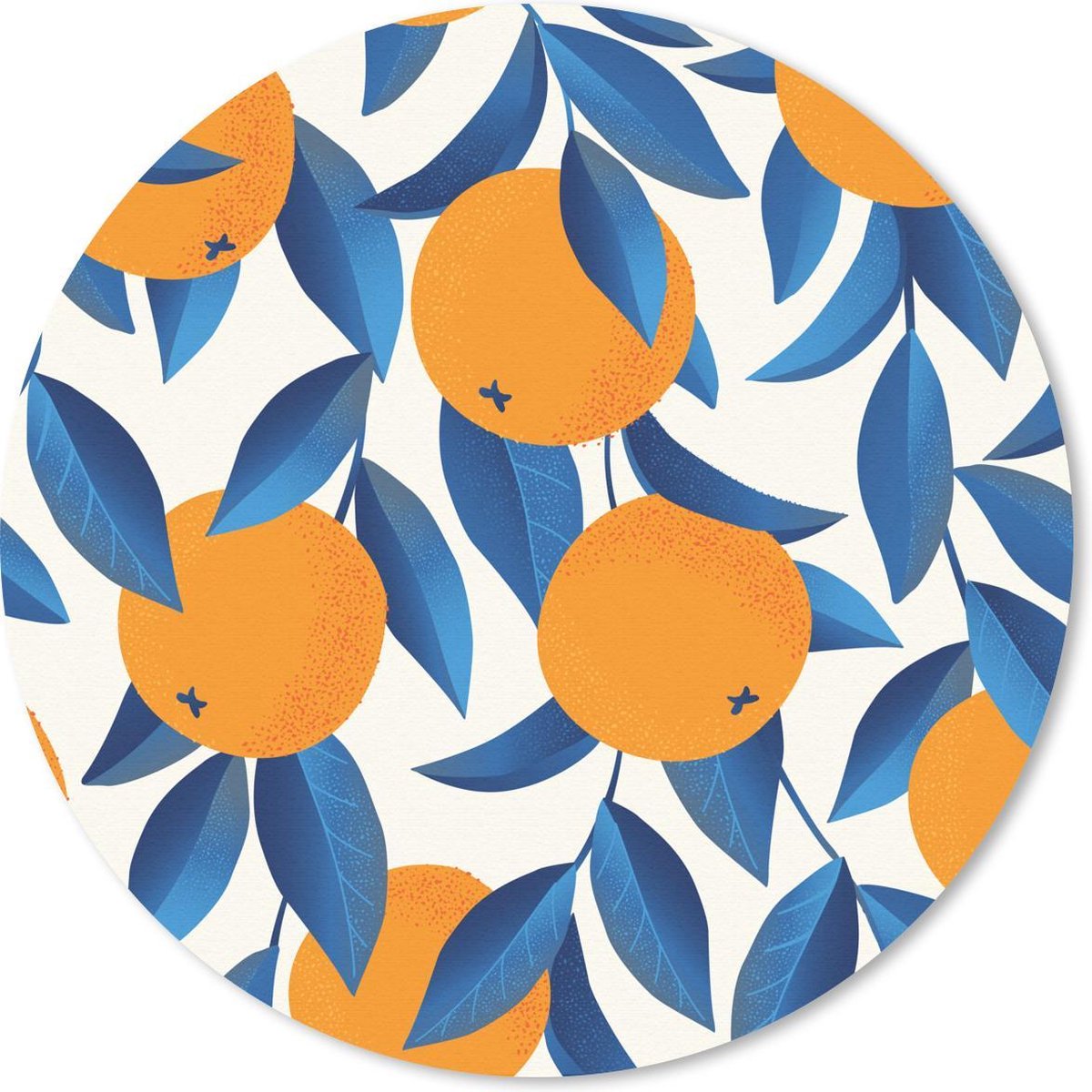 Muismat rond 20x20 cm - Mousepad Sinaasappel - Blauw - Design - Ronde muismatten