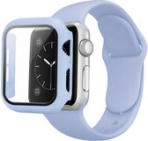 Apple Watch Serie SE (44mm) Siliconen Bandje & Screenprotector met Behuizing - Paars