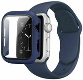 Apple Watch Serie SE (44mm) Siliconen Bandje & Screenprotector met Behuizing - Blauw