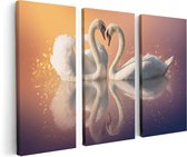 Artaza - Triptyque de peinture sur toile - Couple de cygnes en forme de coeur - 120x80 - Photo sur toile - Impression sur toile