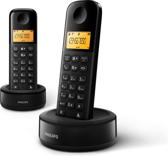 Philips D1302 - Duo DECT telefoon - Zwart