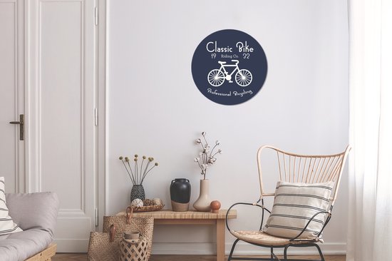 WallCircle - Peinture - Texte Vélo Vintage - Multicolore - 30 X 30 Cm