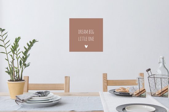 Stickers muraux - Film autocollant - Citation anglaise "Dream big little one" avec un coeur sur fond marron - 30x30 cm - Film adhésif - Stickers muraux Chambre d'enfant - Papier peint autocollant - Papier peint autocollant - Film autocollant