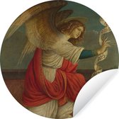 WallCircle - Muurstickers - Behangcirkel - Aankondiging, de engel Gabriel - schilderij van Gaudenzio Ferrari - 30x30 cm - Muurcirkel - Zelfklevend - Ronde Behangsticker