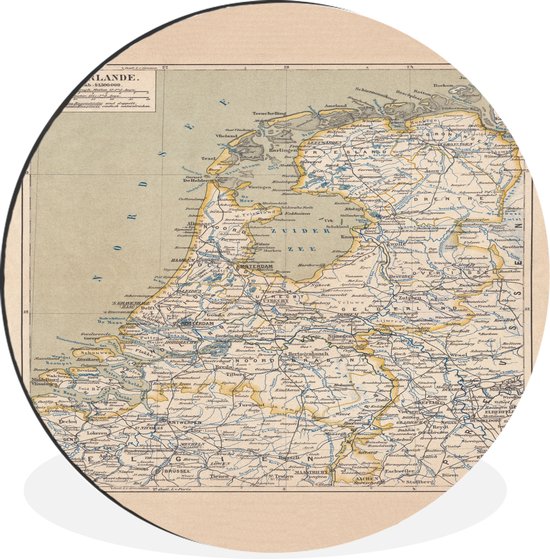 Wall Circle - Wall Circle - Pays- Nederland - Carte - Vintage - Aluminium - ⌀ 60 cm - Intérieur et Extérieur