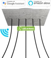 LEDatHOME - Grote Vierkante SLIMME plafondkap - 400 mm Paneel Rose-One met 5 in-line gaten - compatibel met spraakassistenten