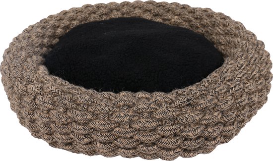 Duvoplus - Dierenkussen - Hond - Espresso Mand Rond Katoentouw S - 44x44x13cm Zwart/bruin - 1st