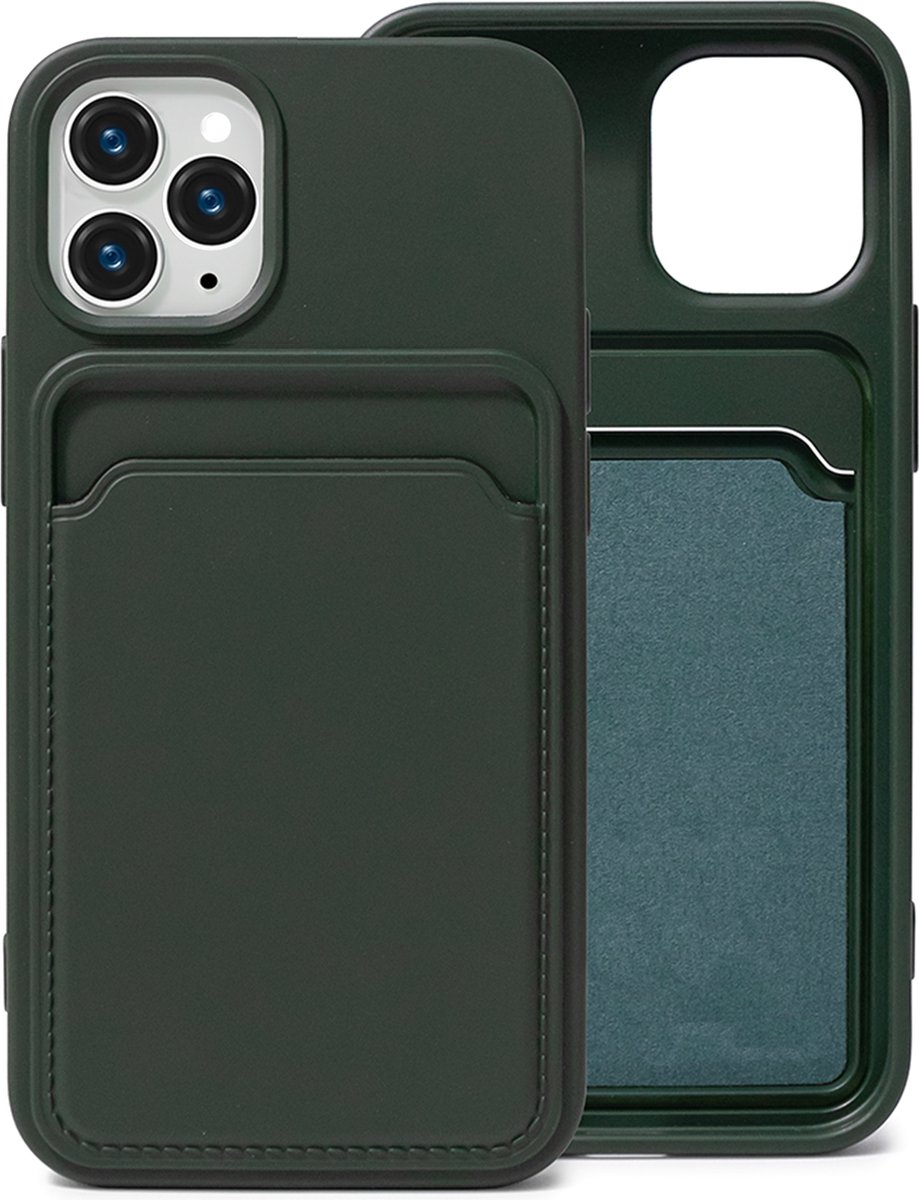Groen Pasjeshouder Hoesje geschikt voor iPhone 12 Pro Max - Kaart TPU Hoesje Backcover