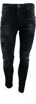 Heren jeans zwart denim - wit spetters met scheuren - skinny fit & stretch - 3355 - maat 38