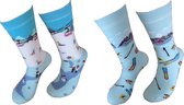 2 PAAR - Verjaardag cadeau - Grappige sokken - Wintersport - Kerst sokken - Mismatch Sokken - Leuke sokken - Vrolijke sokken - Luckyday Socks - Kerst Cadeau sokken - Socks waar je Happy van wordt - Maat 42-47