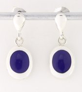 Hoogglans zilveren oorstekers met lapis lazuli