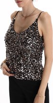 Tanktop met Pailletten - Top met Glitter - Zilver