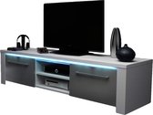 Tv Meubel Hoogglans Wit & Grijs 140 Cm - Modern Design - TV Meubel - Met Opbergvakken - TV Meubel Wit & Grijs - Stijlvol En Kwaliteit - TV Kast Wit & Grijs - Perfecthomeshop