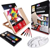 Complete Schilderset van Zieler - Verfset met Acrylverf Tubes, Workstation, A3 Blok en Penselen -  Voor Kinderen en Volwassenen