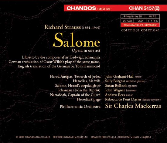 Philharmonia Orchestra, Sir Charles Mackerras - Strauss: Salome (2 CD)