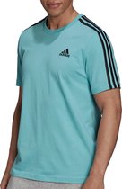 adidas Essentials 3-stripes  Sportshirt - Maat M  - Mannen - Lichtblauw/zwart