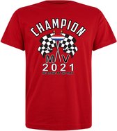 Kids T-shirt rood Champion MV 2021 | race supporter fan shirt | Formule 1 fan kleding | Max Verstappen / Red Bull racing supporter | wereldkampioen / kampioen | racing souvenir | maat 152