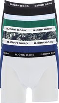 Björn Borg boxershorts Essential  (5-pack) - heren boxers normale lengte - zwart - groen - blauw - wit en een groene bladeren print -  Maat: L