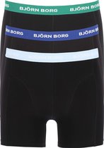 Björn Borg boxershorts Essential  (3-pack) - heren boxers normale lengte - zwart met gekleurde tailleband -  Maat: S