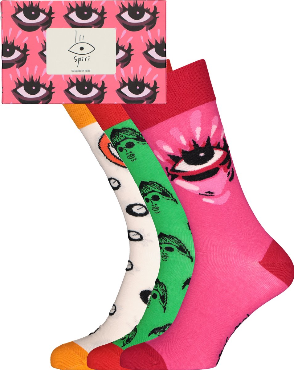 Spiri Ibiza Socks The Fire Of Life Gift Box - unisex sokken (3-pack) - Maat: 36-40