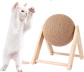 Meows Luxe Krabbol - Katten/Poezen - Spelen - Op Voet - Krabpaal - Massief Hout - Sisal Touw - 12 cm Diameter - Medium - S type