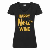 Nieuwjaar shirt voor dames happy new wine-Oud en Nieuw t-shirt-Maat L