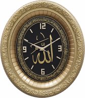 Klok Allah met Ayet el Kursi Ovaal Zwart / Goud