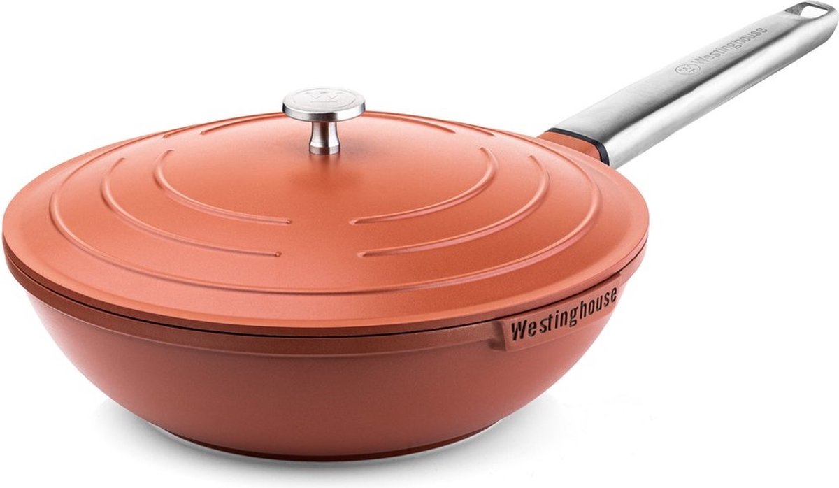 Westinghouse Performance Series - Wokpan Inductie - 28cm Wok met Deksel - Rood - PFOA Vrij