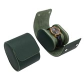 Luxe Horloge Bescherm Case (Groen) (Leer/Suede) [Luxury Watch Travel Roll Box - Heren Vrouwen Horloge accessoire - Opbergdoos - Verwijderbaar Kussens – Watch Box – Leder – Leer - H