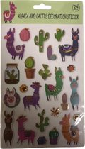12 stuks - stickers lama paars met glitter