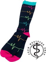 Jouw medische shop - Compressiekousen - Hartslag - Zwart - Compressiesokken - sokken - medische sokken - sok- steunkousen - chaussettes de compression - medical socks - verpleegkun