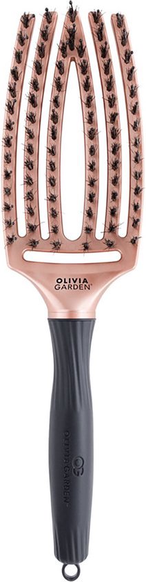 Olivia Garden Borstel Fingerbrush Iconic Boar & Nylon Bronze 1Stuks