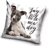 Hond - Say Hello New Day - Sierkussenhoes - 40 x 40 cm