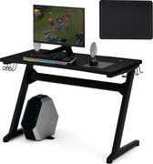 Gaming bureau, ergonomische racing computer bureau, e-sport tafel met beker & koptelefoon houder en muismat, gamer werkstation, koolstofvezel oppervlak en z-vorm stalen frame, gami