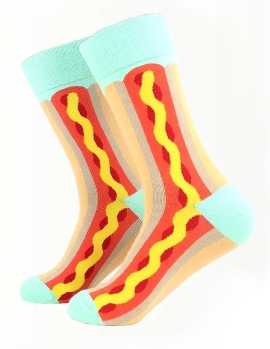 Hotdog sokken - Unisex - One size fits all - Hotdog cadeau - Cadeau voor mannen en vrouwen