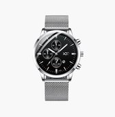 Xoo - Horloge - Roestvrijstaal - Zwart - Zilver - Roestvrijstaal - Voor hem - Herenhorloge - Roestvrijstaal - RVS