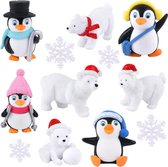 12 stuks winterhars pinguïn ijsbeer sneeuwvlokken miniatuur figuur speelgoed mini kerstfiguren voor doe-het-zelf tuin wooncultuur kerstversiering