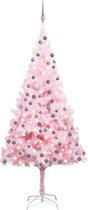 Huis en Tuin Depot Kunstkerstboom Met Led'S En Kerstballen 210 Cm Pvc Roze