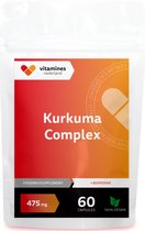 Kurkuma Complex 475mg | BioPerine (zwarte peper extract) | 60 vegan caps | Vitamines Nederland