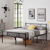 bedframe - Zwart - metaal - met hoofd- en voeteneinde - Premium stalen lattenbodem - Geen boxspring nodig - Geruisloos - Antislip - stijl 2