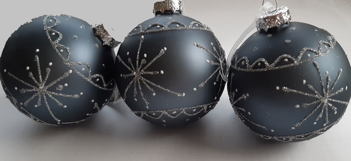 Kerstbal Jeansblauw per 6
