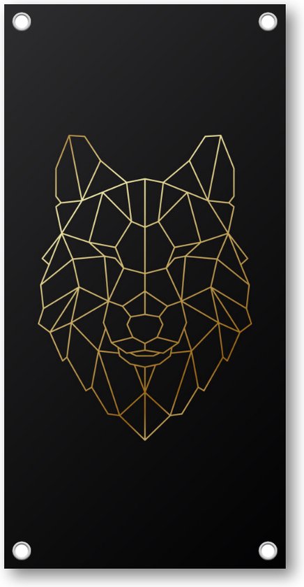 Minimalist Wolf - Goud - Tuinposter - Wanddecoratie - Dieren