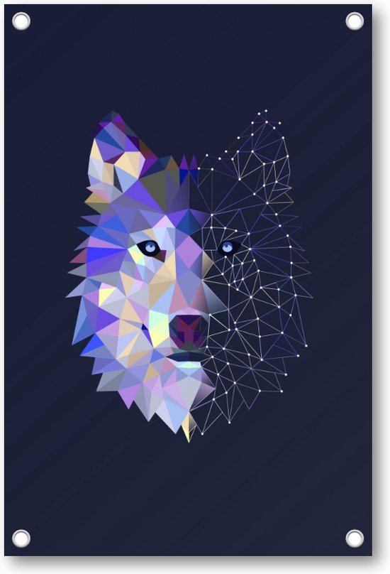 Abstracte Wolf - Tuinposter 80x120 - Wanddecoratie - Minimalist - Dieren