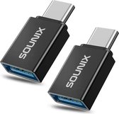 Sounix Supersnel - USB A naar USB C Adapter - 10Gbps - Type C Male Naar USB A 3.1 Female - USB OTG - 2 Stuks - zwart