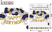 IDEGOS Ballonnen set - 52 stuks - Happy Birthday ballonnen - Goud - Folieballon - Sterren ballonnen - Ronde Ballonnen - Feestversiering decoratie - Kinderfeestje - Verjaardag - Tek