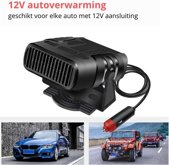 Hoobi® Autoverwarming - Auto Ontdooier - Voorruitverwarming - Duurzaam Ontwerp - 360 Graden Rotatie - 2 In 1 - 12V/120W - Ideaal Voor Bevroren Ramen – Autoverwarmer - Car Heater - Zwart