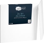 Artina Set van 2 Schildersdoeken 60x60 cm - FSC® Schildersdoek 2 Stuks - Akademie Canvas Dubbel Geprimed Spieraam Wit